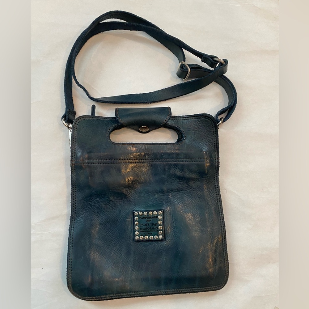 CAMPOMAGGI Dark Green Leather Convertible Crossbody Bag
